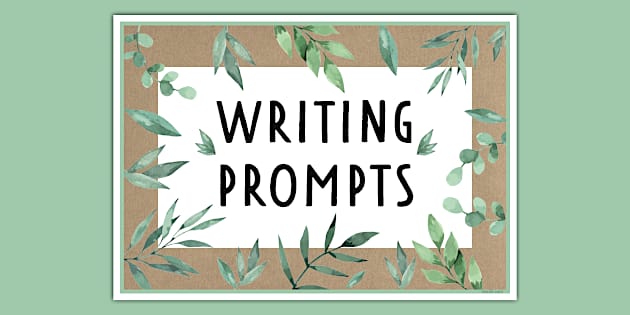 Muted Botanical Themed Writing Prompts Display Poster