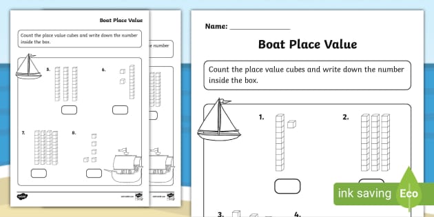 FREE Boat Place Value Activity Sheet Twinkl