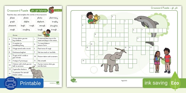 Grade Phonics Crossword Puzzle Ph Gh Teacher Made