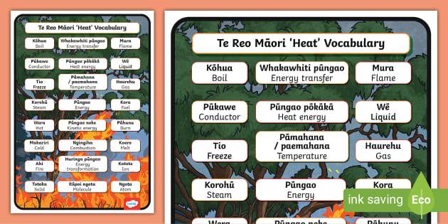 Te Reo Māori Heat Vocabulary Display Poster Twinkl