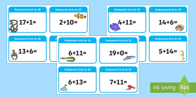 Karty Dodawanie Liczb Do 20 Teacher Made Twinkl