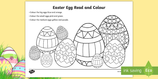 Easter Egg Read And Colour Worksheet Worksheet Twinkl