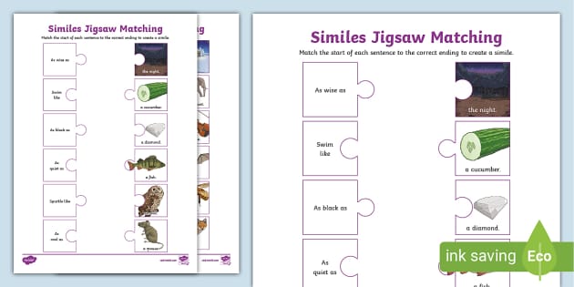 Similes Jigsaw Matching Activity Professor Feito Twinkl