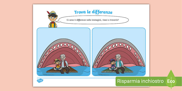 Free Pinocchio Trova Le Differenze Teacher Made