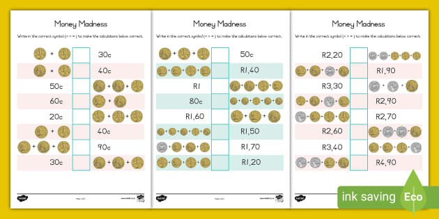 South African Money Madness Worksheet Twinkl