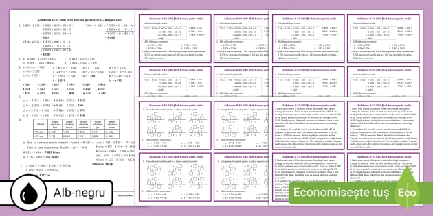 Scăderea 0 10 000 fără trecere peste ordin Fișe