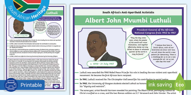 Albert Luthuli Infographic Poster Teacher Made Twinkl