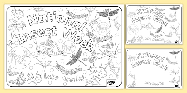 National Insect Week Doodle Colouring Pages Twinkl KS1