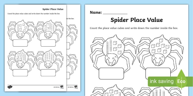 Spider Place Value Activity Sheet Teacher Made Twinkl