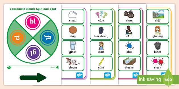 Consonant Blend Bl Cl Fl Gl Spinner Game Twinkl