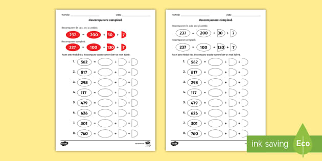 Descompunere complexă Fișă de lucru teacher made
