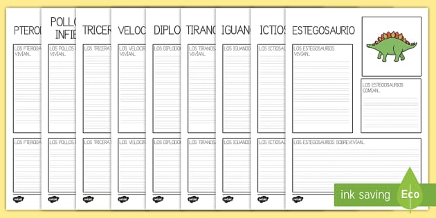 Marcos De Escritura Fichas Informativas Del Los Dinosaurios