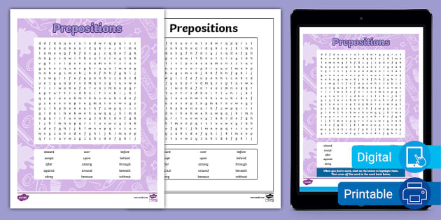 Prepositions Word Search For Rd Th Grade Twinkl