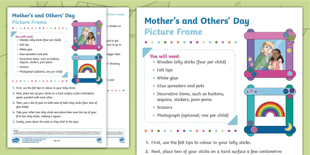 Mother S And Others Day Simple Picture Frame Craft Instructions