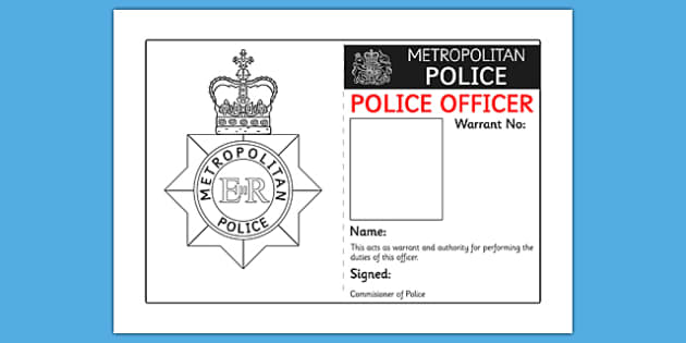 Police Identity Badge Role Play Template Professor Feito
