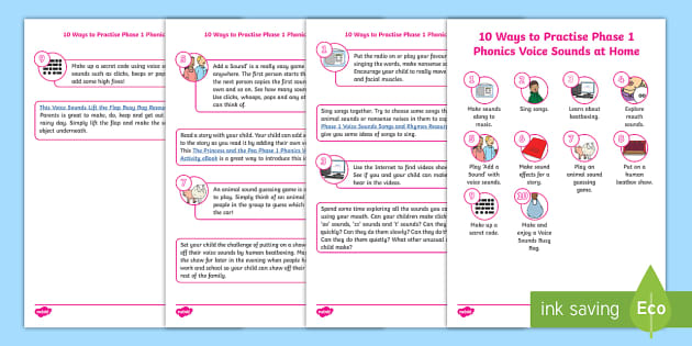 10 Ways To Practise Phase 1 Phonics Voice Sounds At Home Guide For Parents