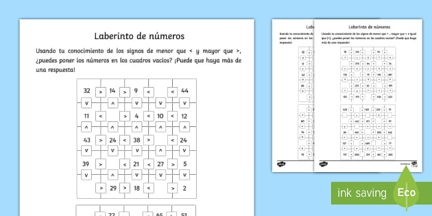 Ficha de actividad Laberinto de números teacher made