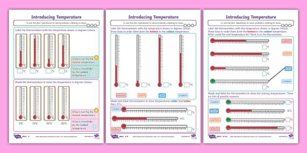 Temperature Differentiated Maths Worksheets Twinkl