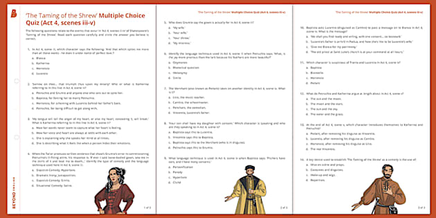 The Taming Of The Shrew Quiz Act 4 Scenes Iii V