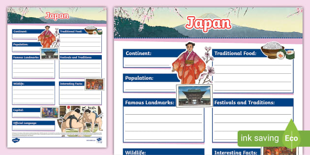 KS2 Japan Fact File Template Hecho Por Educadores Twinkl