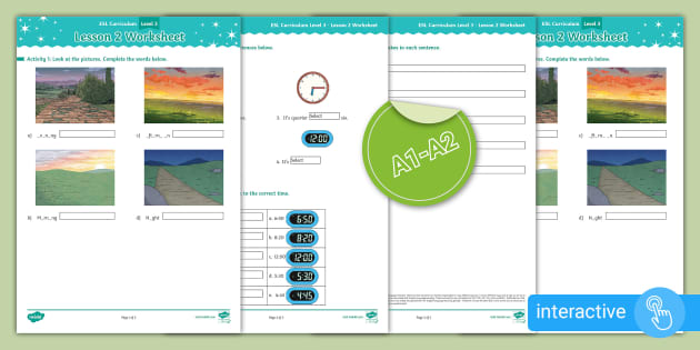 ESL Curriculum Level 3 Lesson 2 Interactive PDF Worksheet