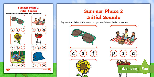 Summer Phase Initial Sounds Activity L Enseignant A Fait