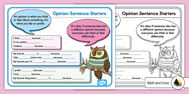 Opinion Sentence Starters Posters For K Nd Grade Twinkl