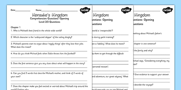 Kensuke S Kingdom Differentiated Reading Comprehension Activity Stories