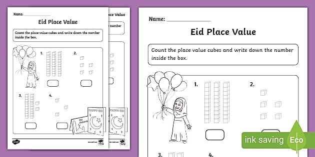 Free Eid Place Value Activity Sheet Twinkl