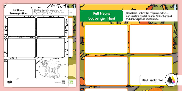 First Grade Fall Nouns Scavenger Hunt L Enseignant A Fait