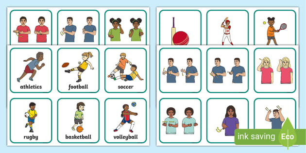 Auslan Sports Matching Cards Teacher Made Twinkl