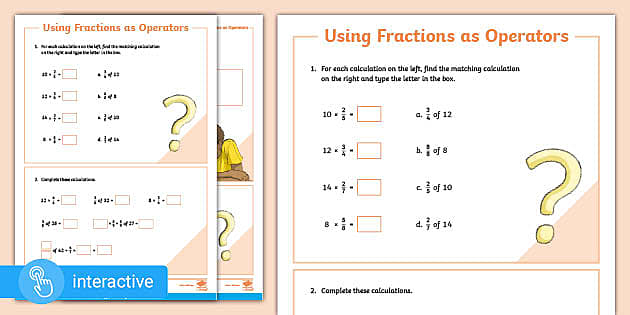 Interactive PDF Y5 White Rose Using Fractions As Operators