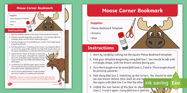 FREE Moose Bookmark Craft Activity Hecho Por Educadores