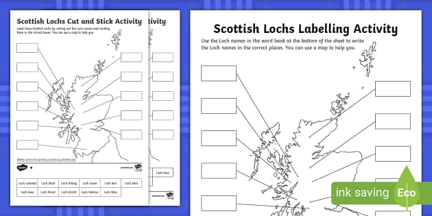 Scottish Lochs Labelling Activity Teacher Made Twinkl