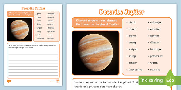 Describe Jupiter Worksheet Teacher Made Twinkl