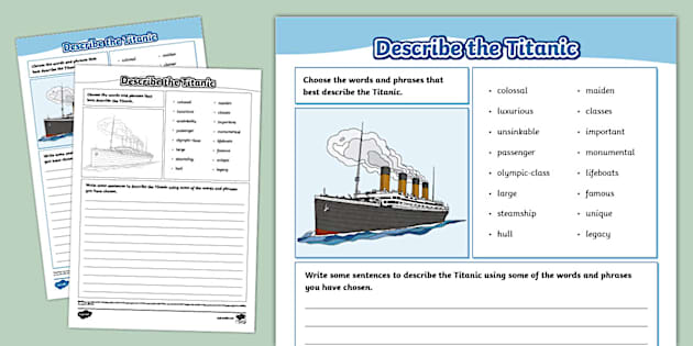 Describe The Titanic Worksheet Lehrer Gemacht Twinkl