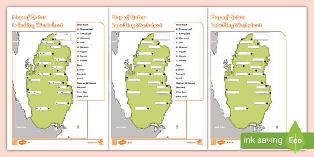 Map Of Qatar Labelling Worksheet Teacher Made Twinkl