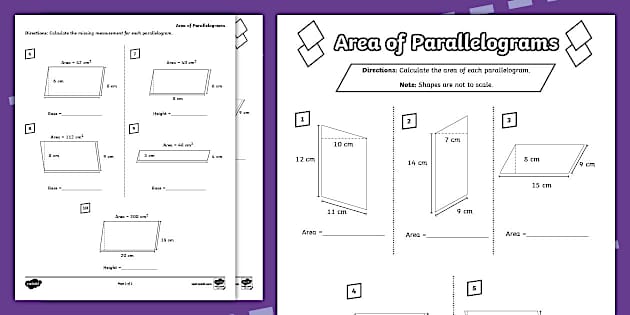 Parallelogram Practice Problems Worksheet Twinkl Usa