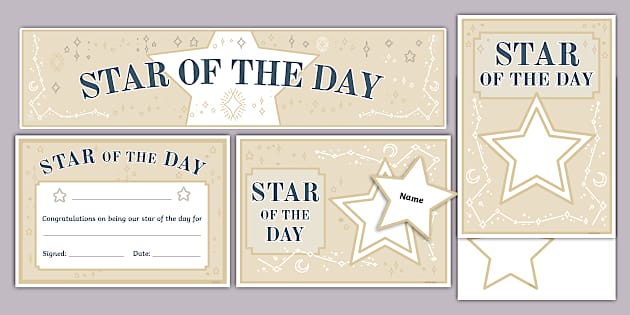 Celestial Themed Star Of The Day Display Pack Twinkl