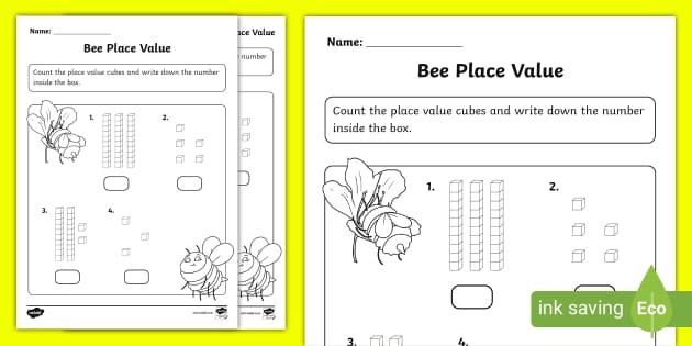 FREE Bee Place Value Activity Sheet Teacher Made