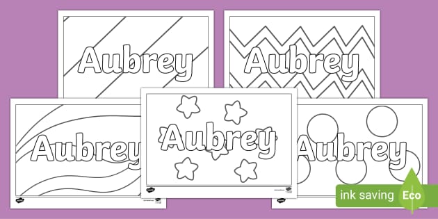 FREE Aubrey Name Simple Colouring Activity Sheet Twinkl