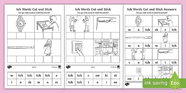 Tch Sound Cut And Stick Worksheet Teacher Made Twinkl