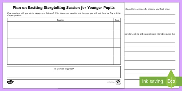 Plan A Storytelling Session Worksheet Worksheet Twinkl