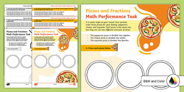 Fourth Grade Pizzas And Fractions Math Performance Task