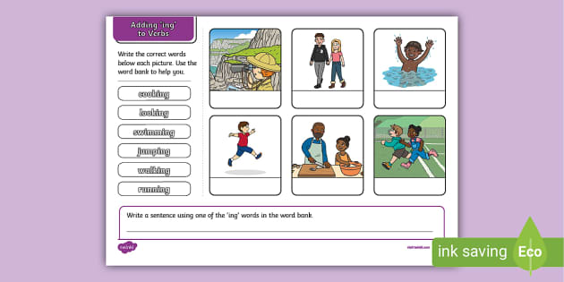Activity On Verbs With Ing Primary Resource English