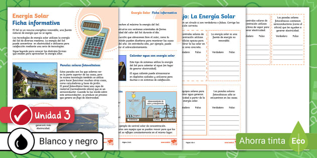 Guía de Trabajo La energía Solar profesor hizo Twinkl