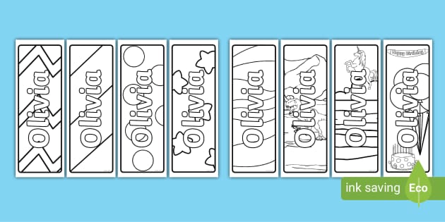 Free Olivia Name Simple Colouring Bookmarks Twinkl