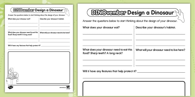 FREE DINOvember Design A Dinosaur Activity Lehrer Gemacht