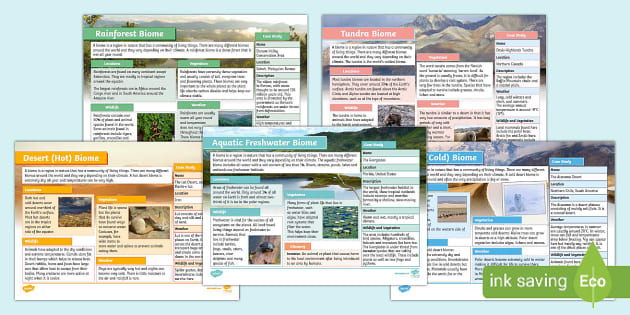 Examples Of Biomes Fact File Pack KS2 Geography Twinkl