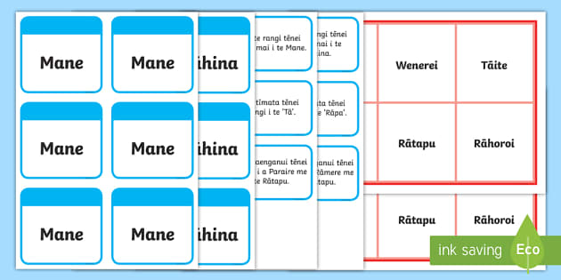 FREE Māori Days of the Week Bingo Te Reo Resource